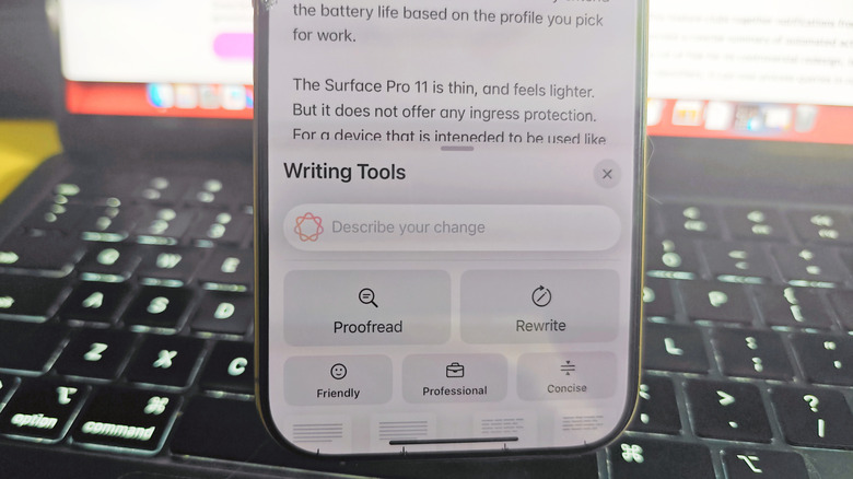 Writing Tools feature in Apple Notes app