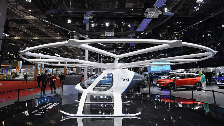 an electric air taxi on display