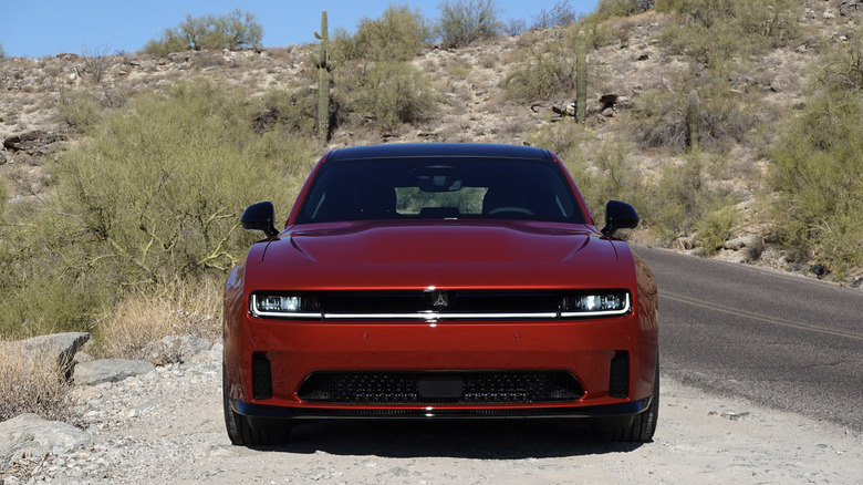 2025 Dodge Charger Daytona front end in the desert