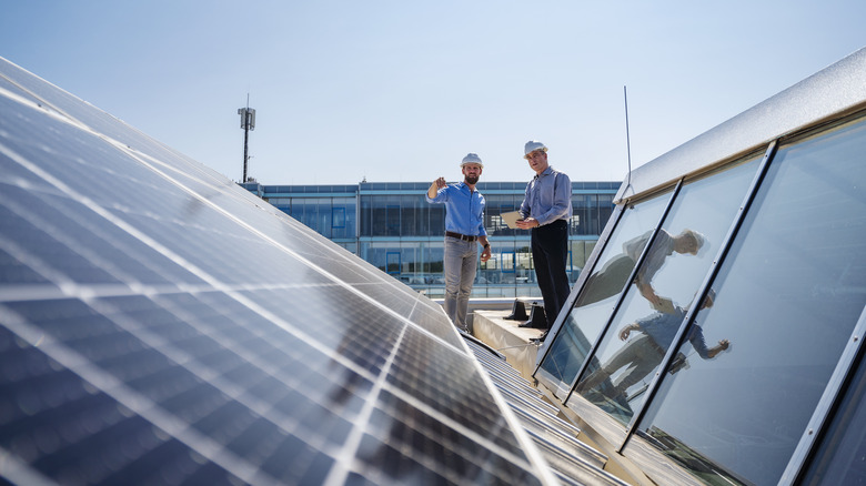 installing solar panels on commercial building