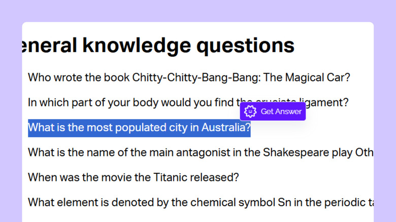 Using the Answer.AI extension in Chrome browser to general question problem