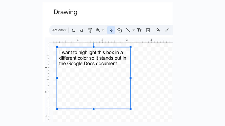 Google Docs Drawing window with text box