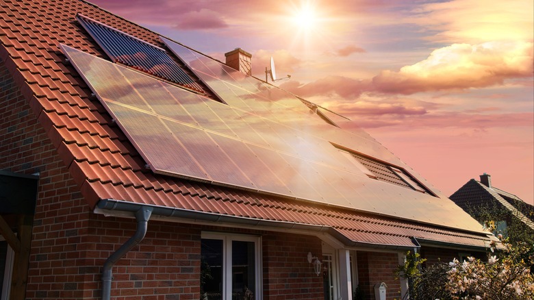 House roof with solar panels