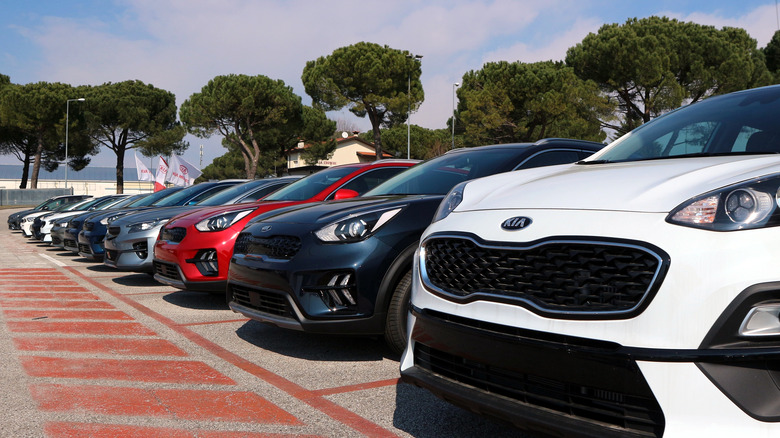 Kia SUVs and sedans line up for sale