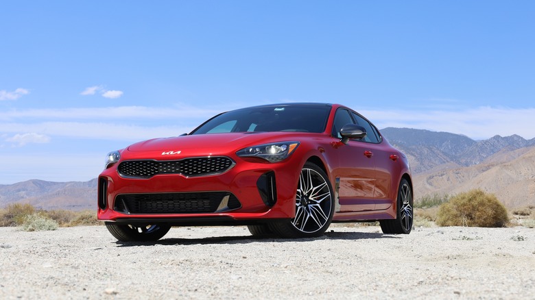 Red 2022 Kia Stinger in the desert