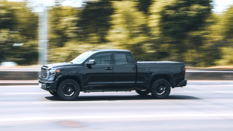 Black Toyota Tundra on highway