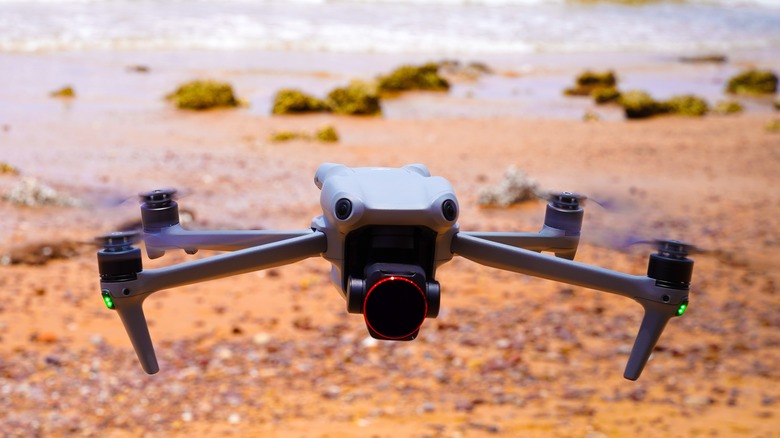 Drone flying over beach