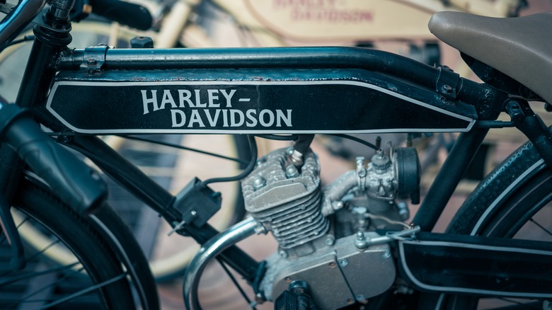 Antique Harley-Davidson with retro engine design