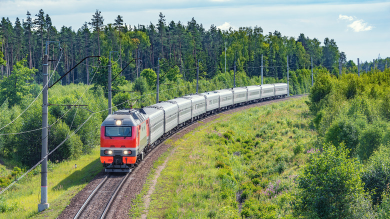 Summer morning train rail line