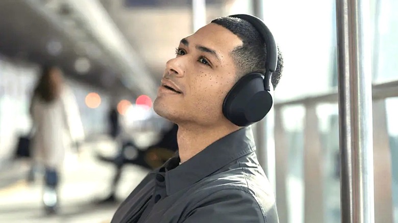 Man wearing Sony headphones