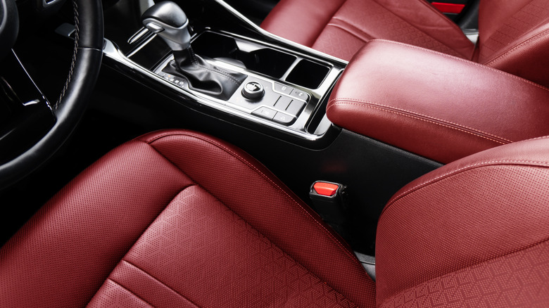 red interior of car