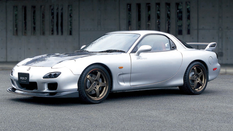 Silver Mazda RX-7 FD Mazdaspeed B-Spec front 3/4 view