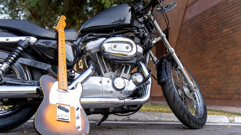 motorcycle with a guitar