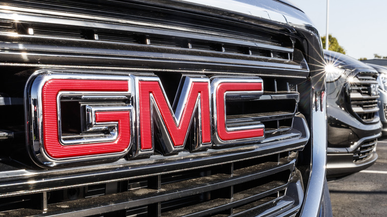 GMC logo on front of truck