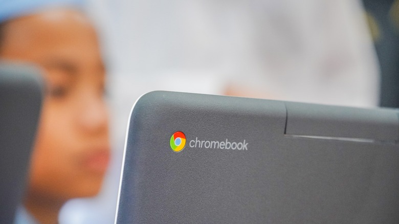 kid using a Chromebook