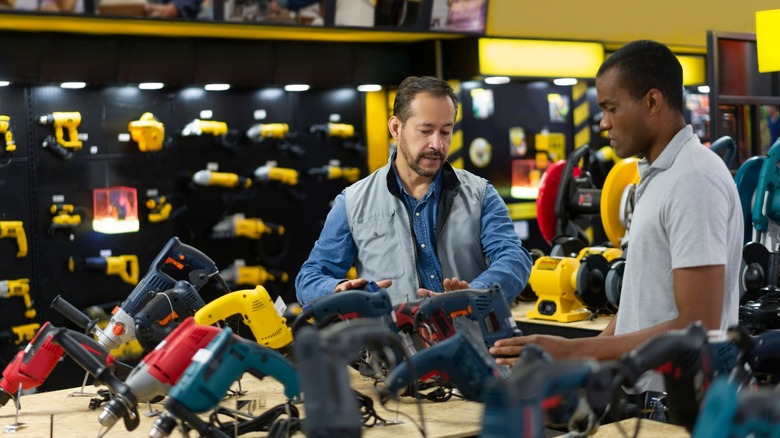 people looking at power tools