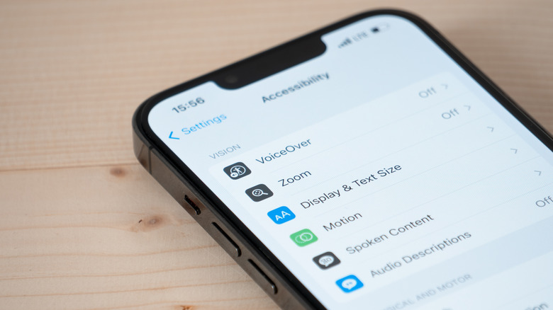 The Accessibility menu on an iPhone