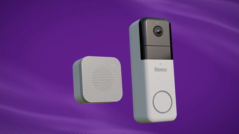 A rectangular Roku wireless doorbell with chime