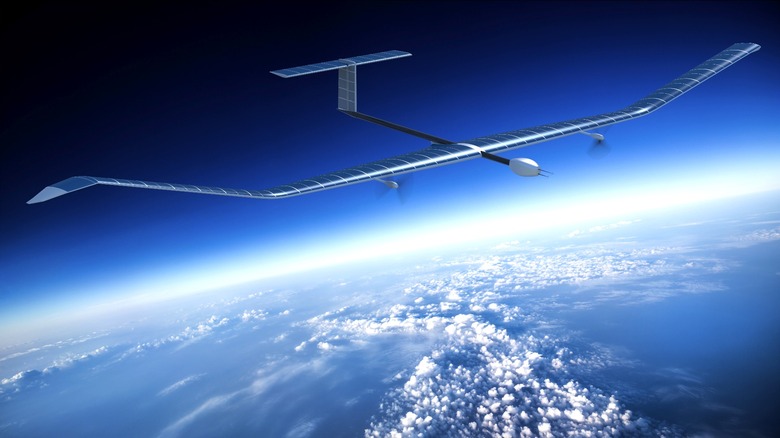 Artist's rendering of the Airbus Zephyr UAS flying high above the planet in the stratosphere