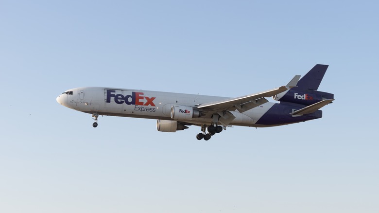 A Federal Express McDonnel Douglas MD-10 landing at LAX