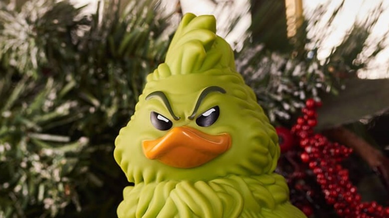 Close up of Grinch duck's face