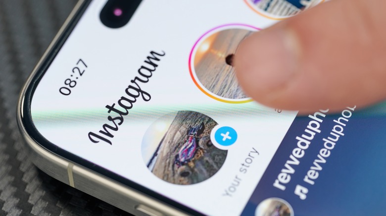 Person viewing Instagram story on iPhone