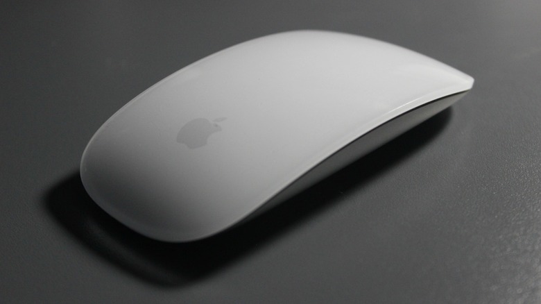 A close-up of the Apple Magic Mouse