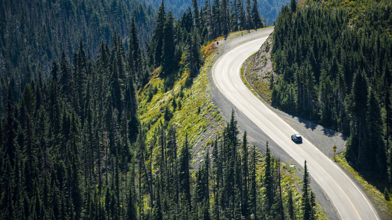 Car driving on mountain highway