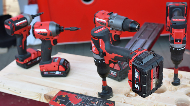 Various Milwaukee FUEL tools on display