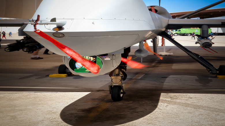 A front view of an MQ-9 Reaper drone