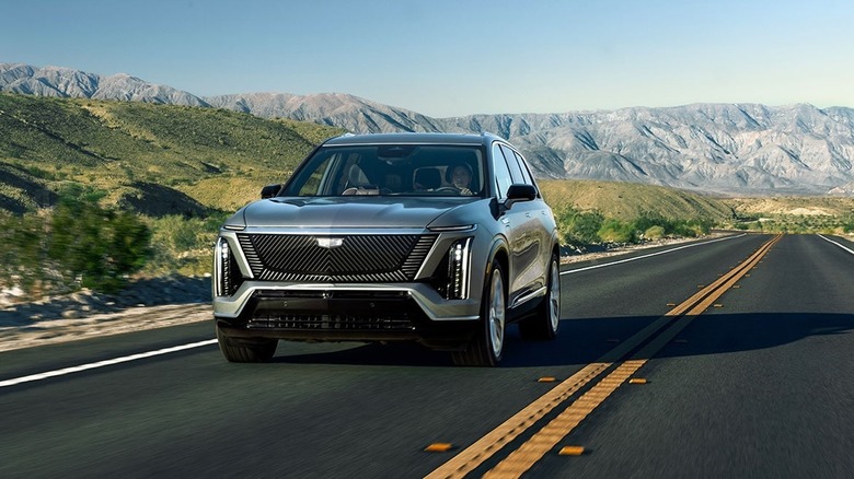 Person driving a Cadillac Vistiq electric SUV