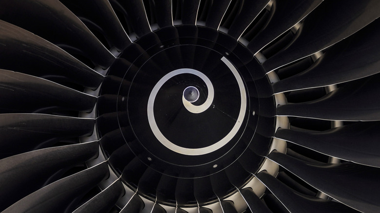 close-up of swirl on jet engine