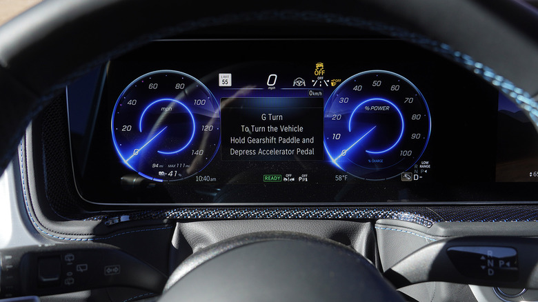 2025 Mercedes-Benz G 580 with EQ Technology gauge cluster with G Turn activated