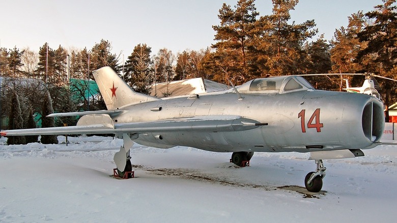 Silver Mig-19 static display