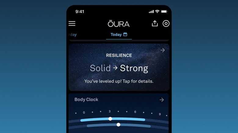 Oura app showing resilience