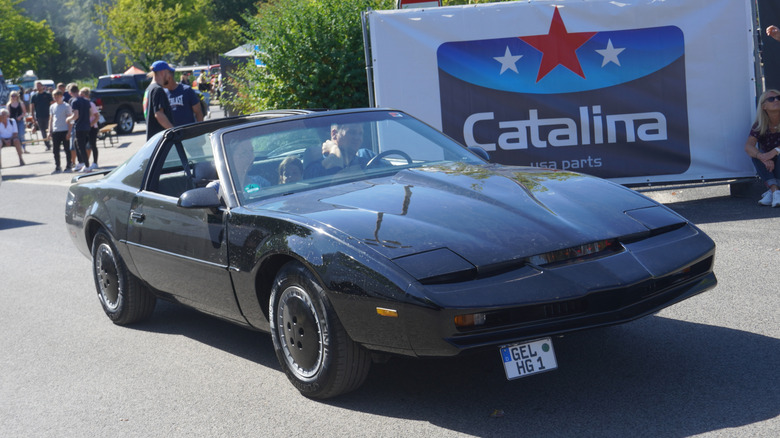 A third generation Pontiac Firebird, modified to resemble KITT from Knight Rider, front 3/4 view