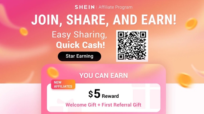 Screenshot of Shein affiliate program details