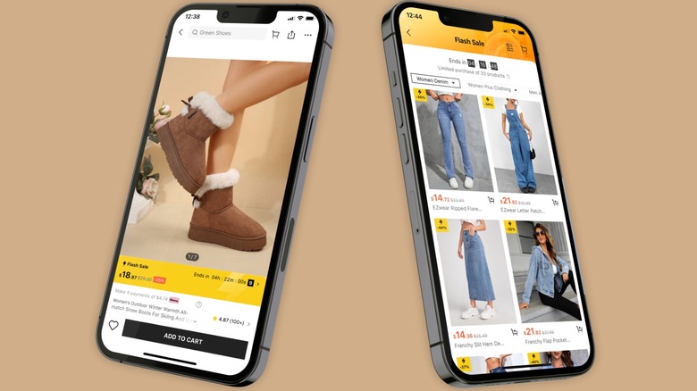 Composite image of phones showing Shein marketplace