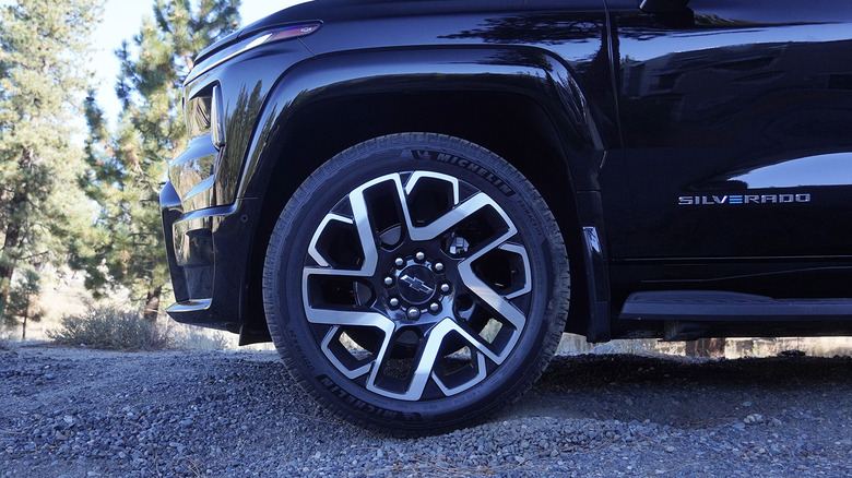 Chevrolet Silverado EV front wheel detail