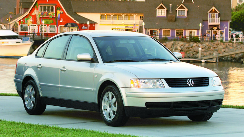 The Volkswagen Passat B5 in silver, US spec, front 3/4 view