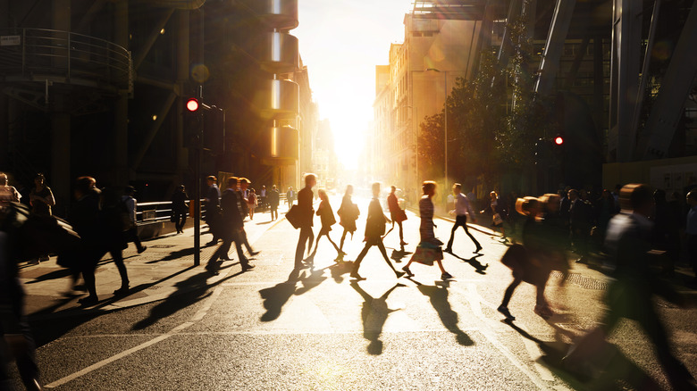 people walking in a city