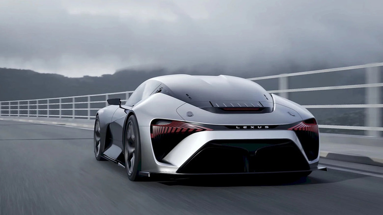 Back of Lexus Electrified Sport concept car on bridge