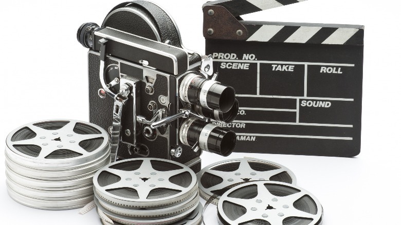 Movie reel and camera